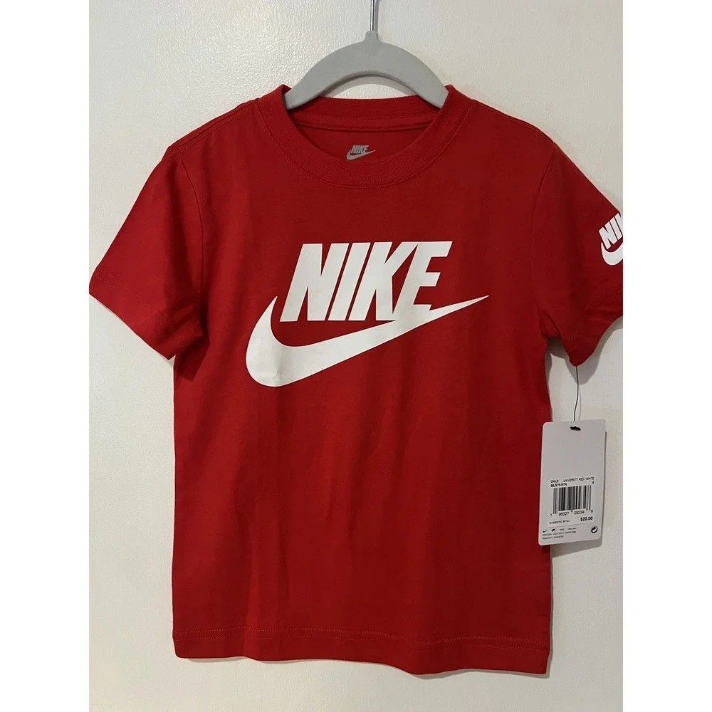 NWT Nike Boy's Size 4‎ Cotton T-Shirt Red With White Logo